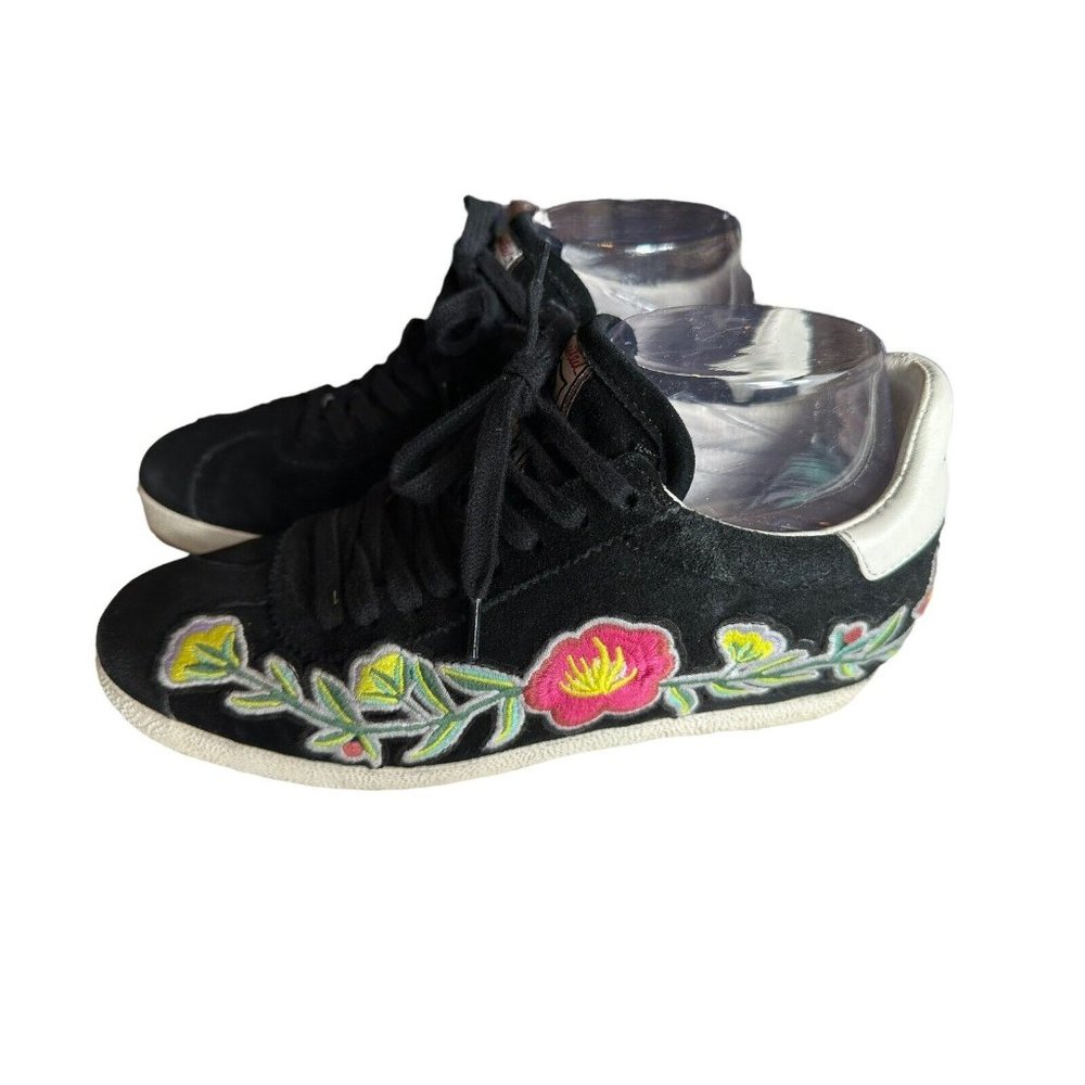 Ash Gull Black‎ Floral Embroidered Sneakers Size 7.5 US 38 EU Women’s GUC #S84-5